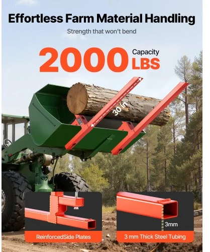 VEVOR Padėklų šakės, 907 kg užspaudžiamos, 109 cm, greito tvirtinimo, oranžinės
