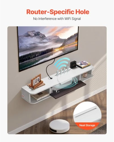 VEVOR Pakabinamas TV staliukas, 120 cm, baltas