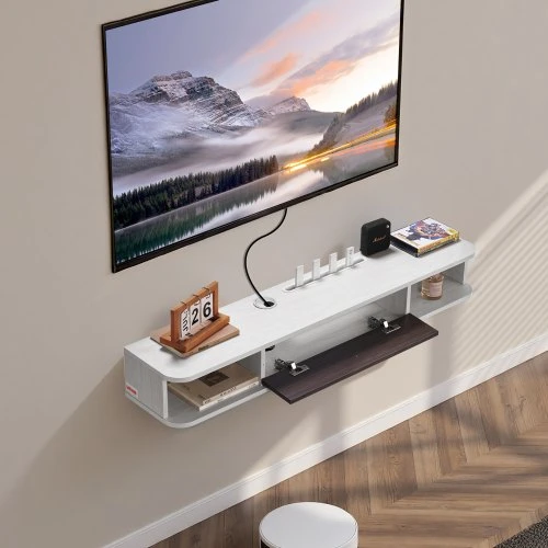 VEVOR Pakabinamas TV staliukas, 120 cm, baltas