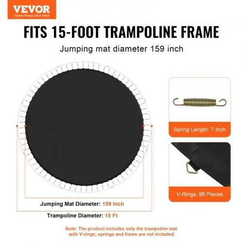 VEVOR Pakaitinis batuto kilimėlis 15 ft rėmui, apvaliam batutui, tinka 7" spyruoklėms