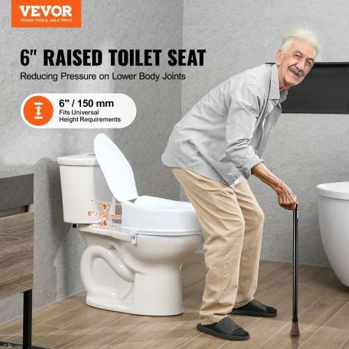 VEVOR Pakeltas klozeto sėdynės paaukštinimas, 150 mm, 136 kg, universalus