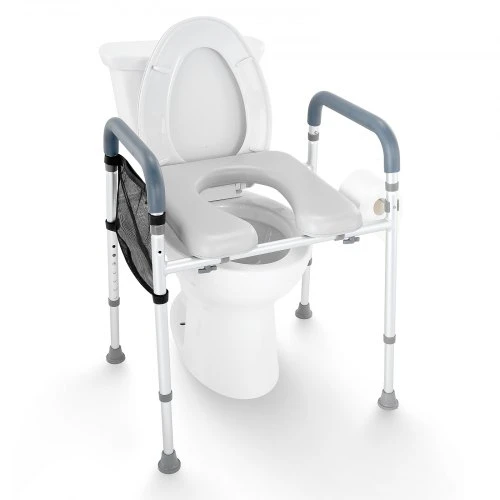 VEVOR Pakeltas tualeto sėdynės priedas, 7 padėčių aukščio reguliavimas 490–640 mm, 158,7kg, aliuminio rėmas