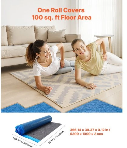 VEVOR Paklotas grindims, 9,3 m²/ritinys, 3 mm, su garo barjeru, garsą slopinantis