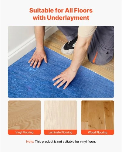 VEVOR Paklotas grindims, 9,3 m²/ritinys, 3 mm, su garo barjeru, garsą slopinantis