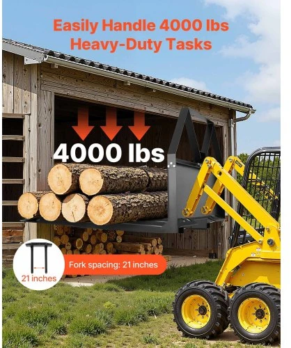 Koduva VEVOR palečių šakės slydimo krautuvui, 1179 kg, 122 cm, su 47,6 mm rutuline jungtimi