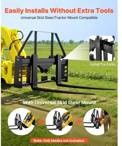 Koduva VEVOR palečių šakių rėmas „Skid Steer“, 1814 kg, 115 cm, 50,8 mm mova