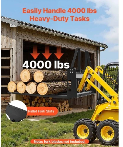 Koduva VEVOR palečių šakių rėmas „Skid Steer“, 1814 kg, 115 cm, 50,8 mm mova
