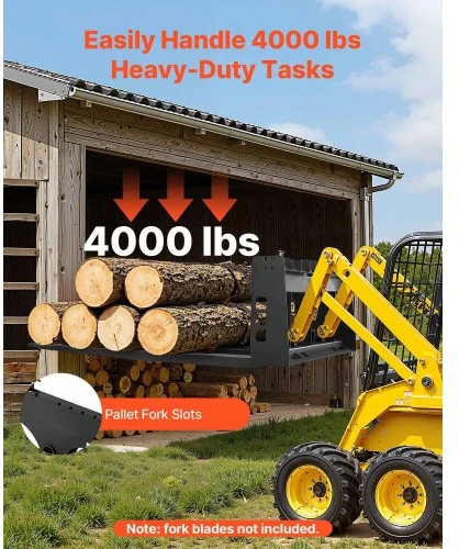 Koduva VEVOR palečių šakių rėmas skid steer, 1814 kg, 115 cm, su 50,8 mm hitch receiver ir spears movomis