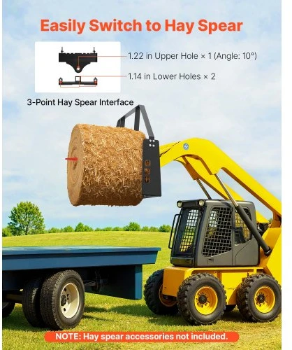 Koduva VEVOR palečių šakių rėmas „Skid Steer“, 1814 kg, 115 cm, 50,8 mm mova