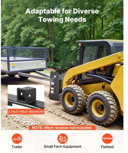 Koduva VEVOR palečių šakių rėmas skid steer, 1814 kg, 115 cm, su 50,8 mm hitch receiver ir spears movomis