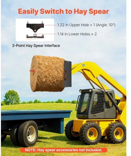 Koduva VEVOR palečių šakių rėmas skid steer, 1814 kg, 115 cm, su 50,8 mm hitch receiver ir spears movomis