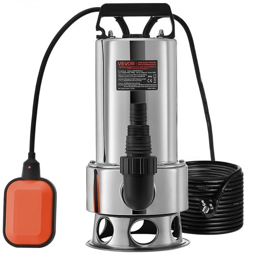 VEVOR Panardinamasis purvo vandens siurblys, 1300 W, 20000 l/h, 10 m laidas, automatinis plūdinis jungiklis