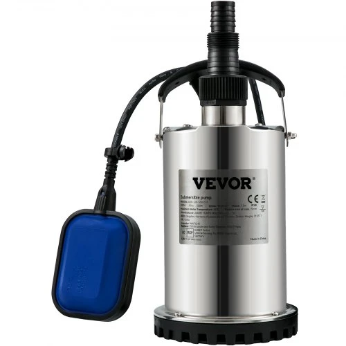VEVOR Panardinamasis vandens siurblys, 550 W, 9500 l/val., 10 m laidas, nerūdijantis plienas