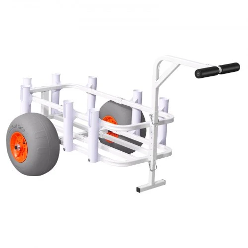 VEVOR Paplūdimio žvejybos vežimėlis, 136 kg apkrova, su 8 meškerių laikikliais, 330 mm PU pripučiamais ratais