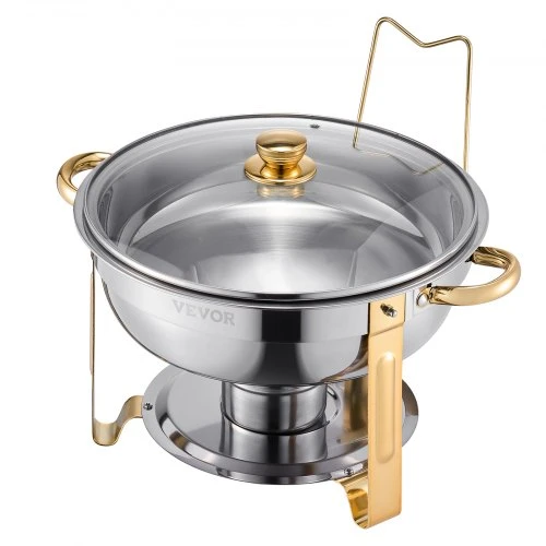 VEVOR Pašildymo indų rinkinys, 5 Qt, 4 vnt., nerūdijantis plienas, auksinis