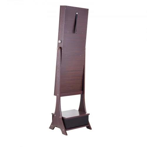VEVOR Pastatoma papuošalų spintelė su veidrodžiu, ruda, 41 x 36 x 157 cm