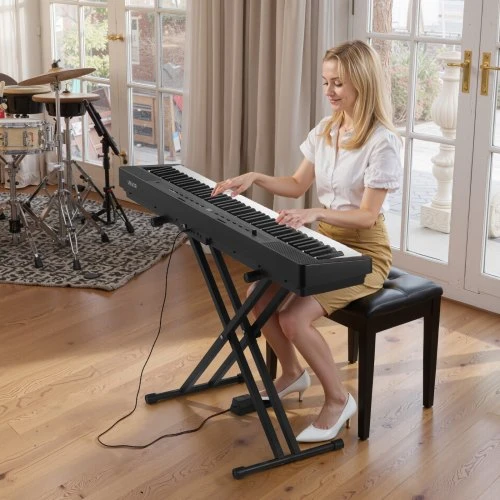 VEVOR Pasvertas skaitmeninis pianinas, 88 klavišų, juodas