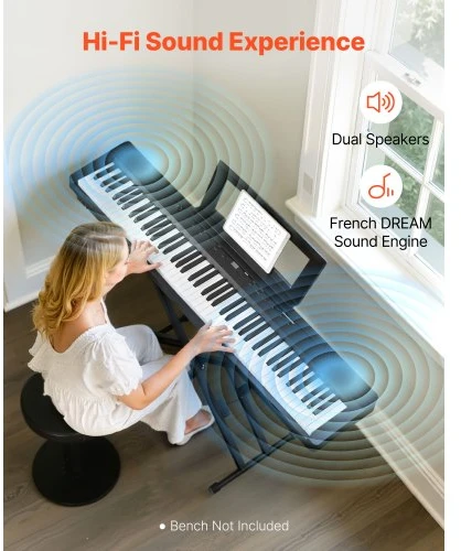 VEVOR Pasvertas skaitmeninis pianinas, 88 klavišų, juodas