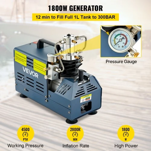 Koduva VEVOR PCP oro kompresorius, 1800 W, 220 V, 4500 PSI/300 BAR/30 MPa