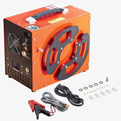 Koduva VEVOR PCP oro kompresorius, 4500 PSI / 30 MPa, DC12V/AC230V, su įmontuotu keitikliu ir ventiliatoriaus aušinimu