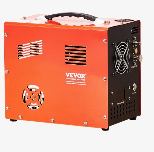 Koduva VEVOR PCP oro kompresorius, 4500 PSI / 30 MPa, DC12V/AC230V, su įmontuotu keitikliu ir ventiliatoriaus aušinimu