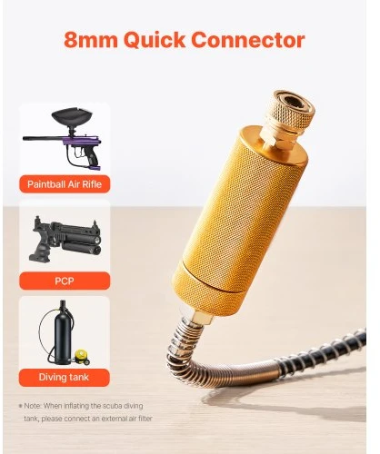 Koduva VEVOR PCP oro kompresorius, 800 W dviejų cilindrų, 4500 PSI/30 MPa, su aušinimo ventiliatoriumi ir automatiniu sustabdymu
