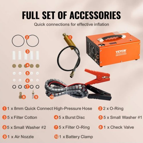 Koduva VEVOR PCP oro kompresorius SS-PAC02B, 4500 PSI, DC12V / AC230V