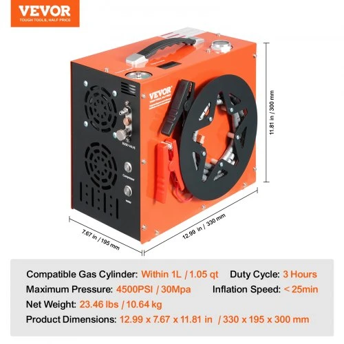Koduva VEVOR PCP oro kompresorius SS-PAC04A, 4500 PSI / 30 MPa, DC12V / AC230V