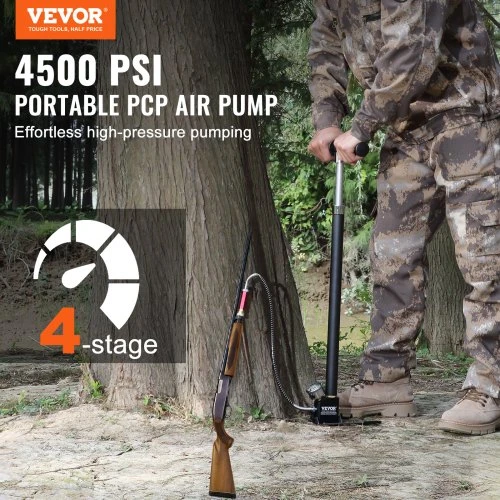 Koduva VEVOR PCP rankinė pompa, 4 pakopų, 30 MPa / 4500 PSI, su alyvos ir drėgmės filtru bei manometru