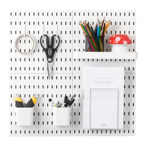 Koduva VEVOR pegboard kombinacijos rinkinys, 11 x 11 col. plastikinė perforuota plokštė, 4 panelės, balta
