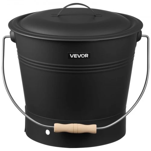 VEVOR Pelenų kibiras, 4 vnt. rinkinys su dangčiu, semtuvėliu, šluotele ir pirštinėmis, 9,8 l