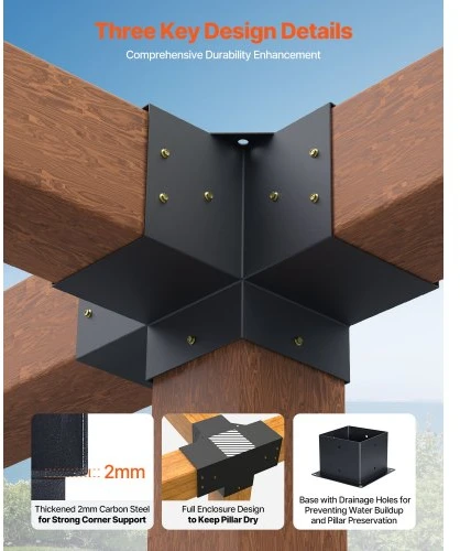VEVOR Pergolos laikiklio rinkinys 6x6 col., 2 vnt., 4 krypčių, tvirto plieno