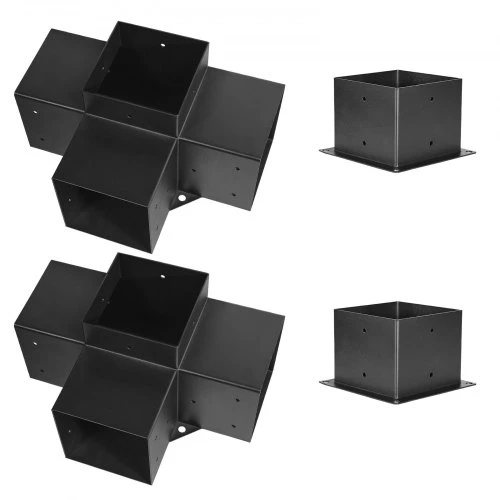 VEVOR Pergolos laikiklio rinkinys 6x6 col., 2 vnt., 4 krypčių, tvirto plieno