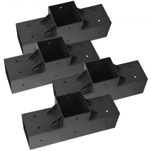 VEVOR Pergolos laikiklių rinkinys 4 vnt., T formos 4x4, 3 krypčių, 92 x 92 mm