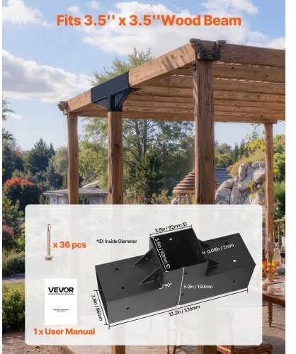 VEVOR Pergolos laikiklių rinkinys 2 vnt., T formos 4x4, 92 x 92 mm