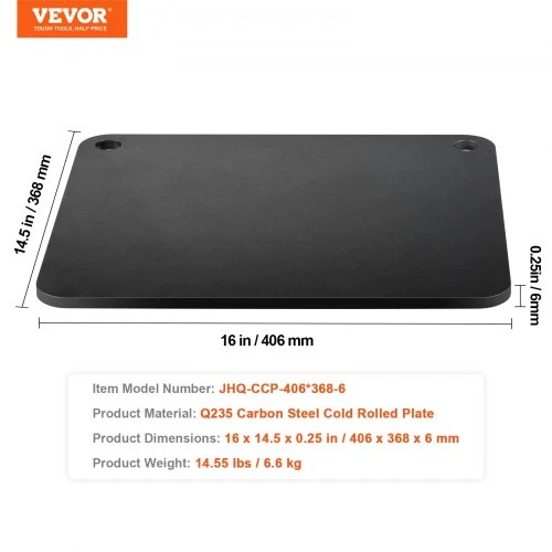 Koduva VEVOR picos plienas, 16" x 14,5" x 1/4" kepimo plokštė orkaitei