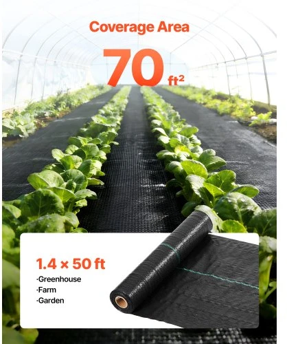 Koduva VEVOR piktžolių barjerinis audinys, 1,4 x 50 ft, 3,2 oz, juodas