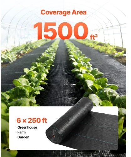 Koduva VEVOR piktžolių barjerinis audinys, 1,8 x 76,2 m, juodas