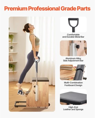 VEVOR Pilates kėdė su padalintais pedalais ir rankenomis, buko medienos rėmas
