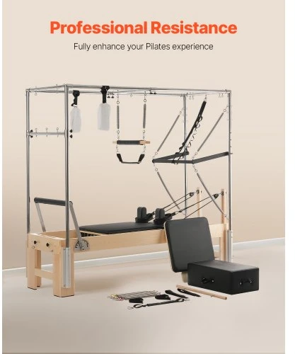 VEVOR Pilates reformeris, medinis, 233 x 77,6 x 78,2 cm