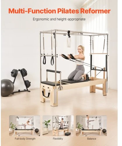 VEVOR Pilates reformeris, medinis, 233 x 77,6 x 78,2 cm