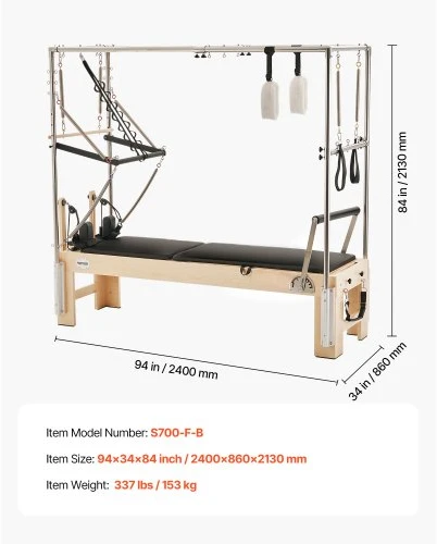 VEVOR Pilates reformeris, medinis, 233 x 77,6 x 78,2 cm