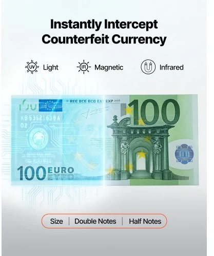 VEVOR Pinigų skaičiavimo aparatas, 1200 lapų/min., su vertės skaičiavimu ir padirbtų banknotų aptikimu