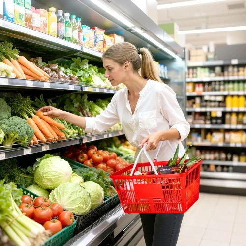 Koduva VEVOR pirkinių krepšeliai, 20 vnt., 21 l, raudoni, sukraunami, PE plastiko