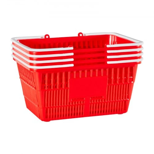 VEVOR Pirkinių krepšeliai, 4 vnt., 21 l, raudoni