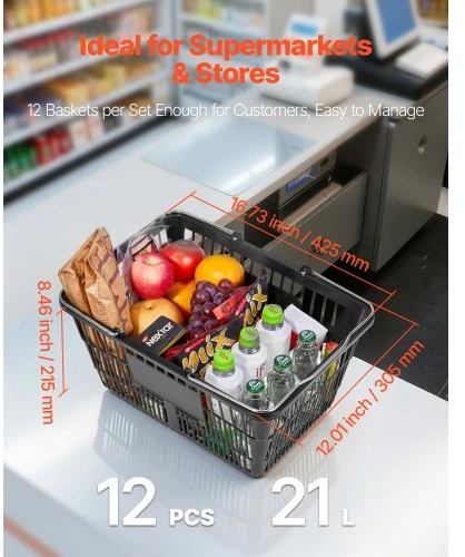 Koduva VEVOR pirkinių krepšiai, 12 vnt., 21 l, sukraunami, juodi