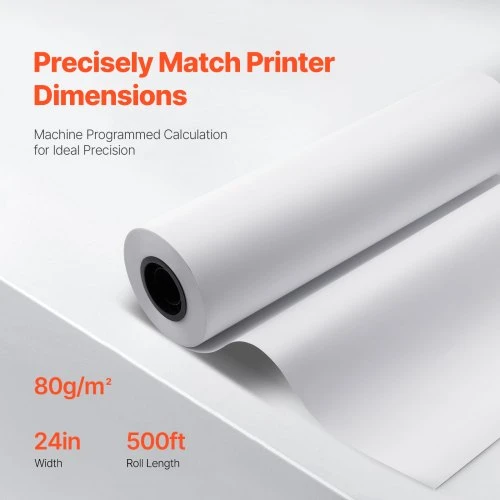 Koduva VEVOR plačiaformatis popierius ploteriui, 61 cm x 152,4 m, 2 ritiniai, 7,62 cm šerdis