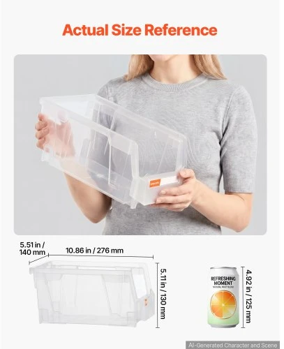 Koduva VEVOR plastikinės sukraunamos laikymo dėžės, 27,6 x 14 x 13 cm, 8 vnt., skaidrios