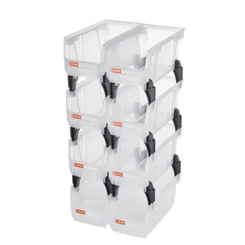 Koduva VEVOR plastikinės sukraunamos laikymo dėžės, 27,6 x 14 x 13 cm, 8 vnt., skaidrios
