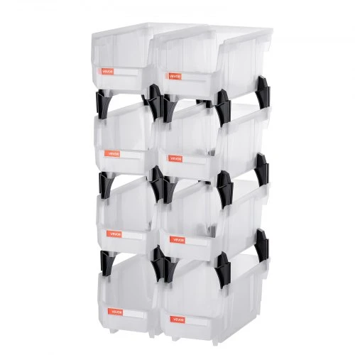 Koduva VEVOR plastikinės sukraunamos laikymo dėžės, 27,6 x 14 x 13 cm, 8 vnt., skaidrios